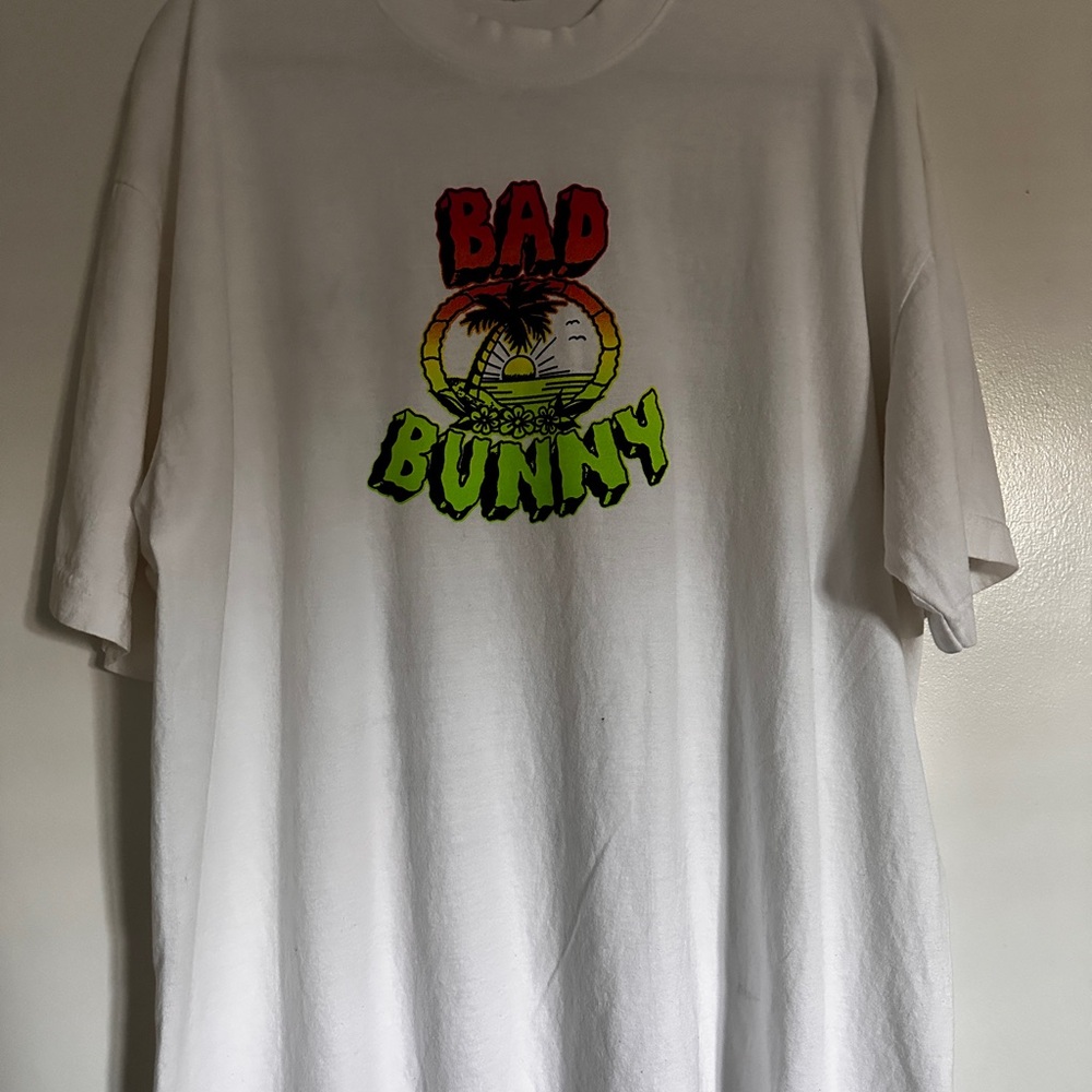 Original Bad Bunny White Graphic Tee from the “World’s Hottest Tour” 2022
